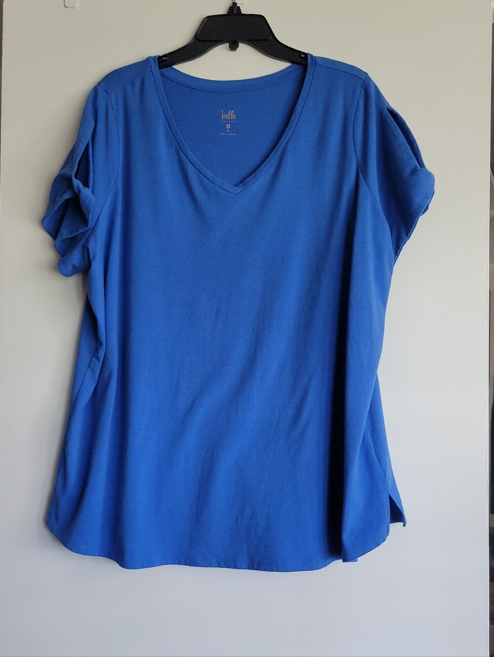 Belle By Kim Gravel Blue Top With Sleeve Slits 1X